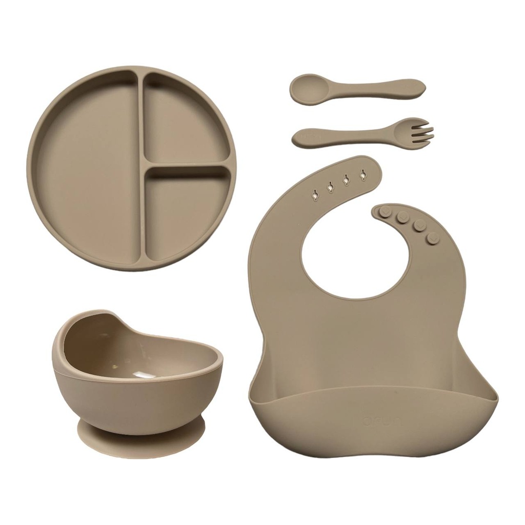 Brun Clair Baby Led Weaning Silicone Feeding Set 811g (Taupe)