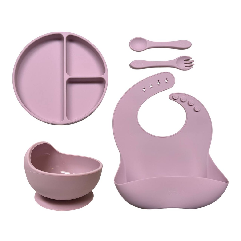 Brun Clair Baby Led Weaning Silicone Feeding Set 811g (Mauve)