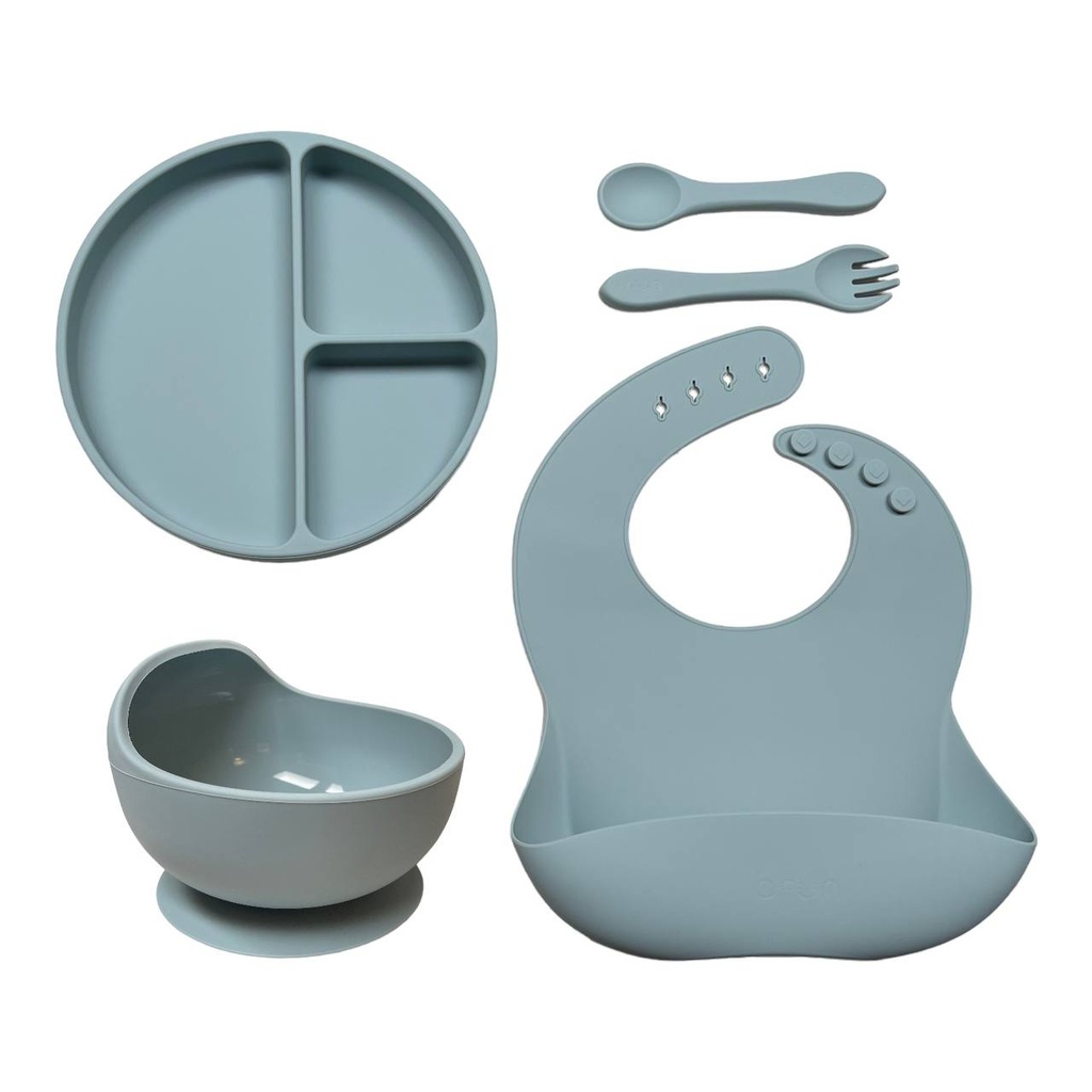 Brun Clair Baby Led Weaning Silicone Feeding Set 811g (Dusty Blue)