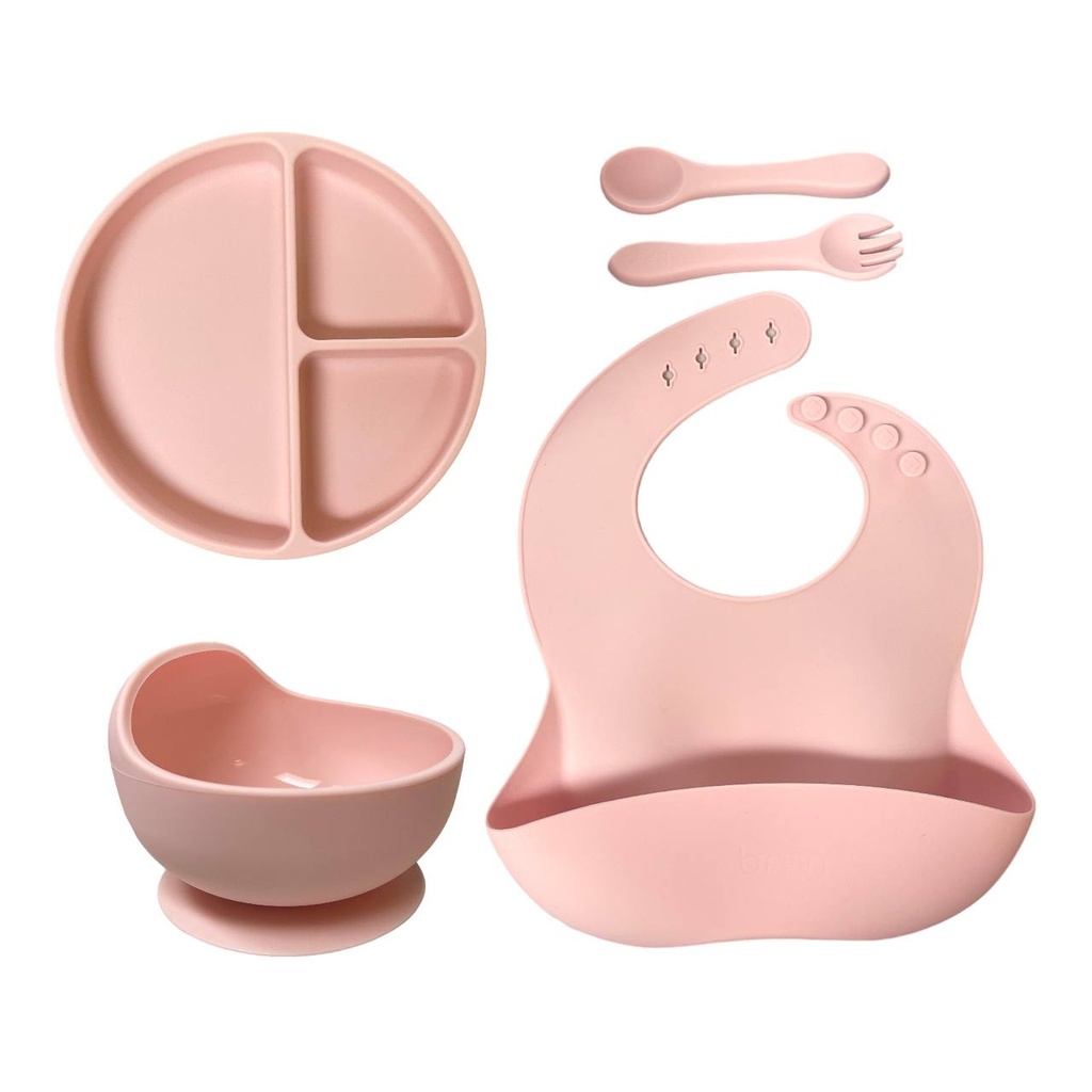 Brun Clair Baby Led Weaning Silicone Feeding Set 811g (Blush Pink)